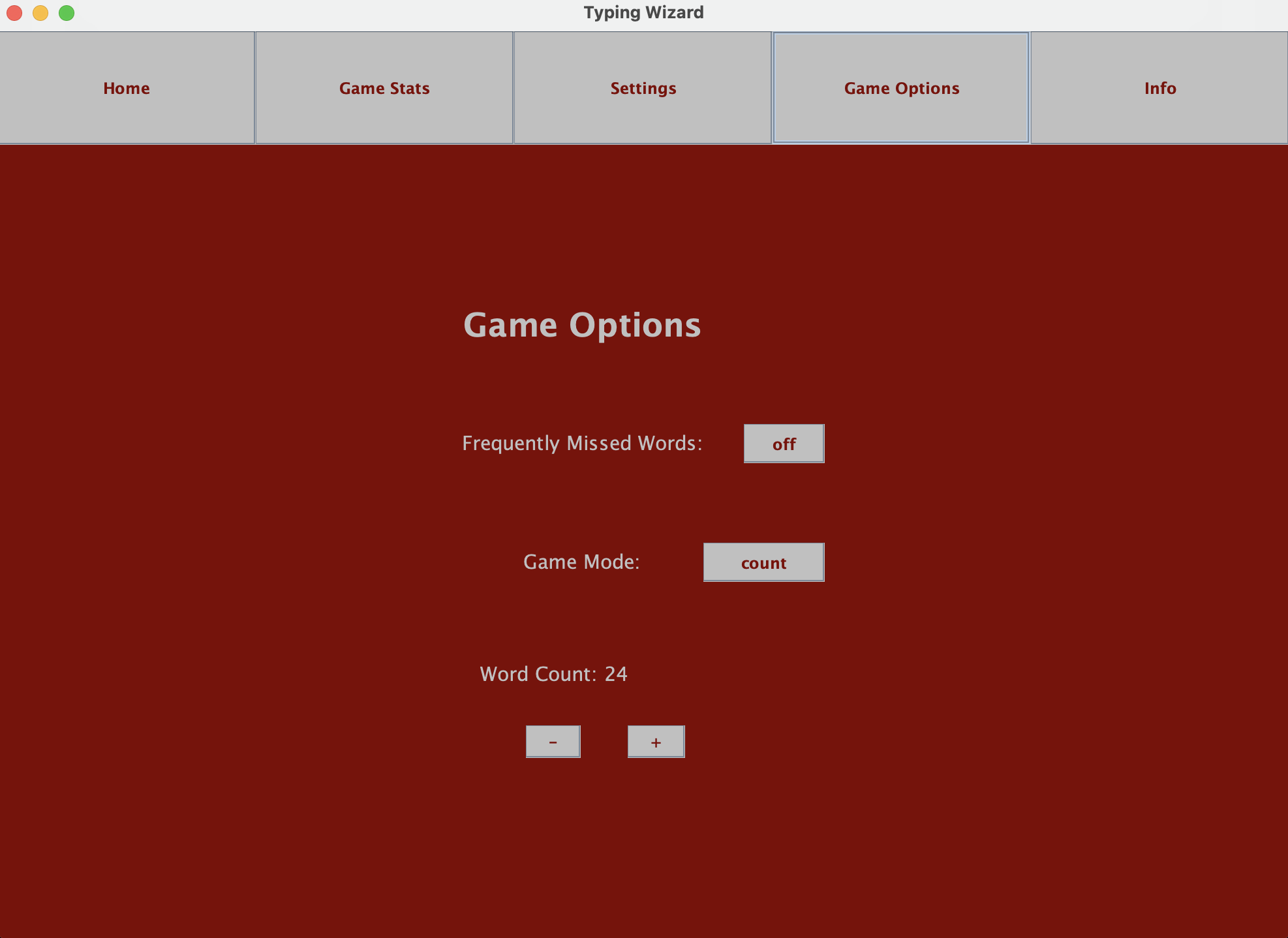 Typing Wizard screenshot