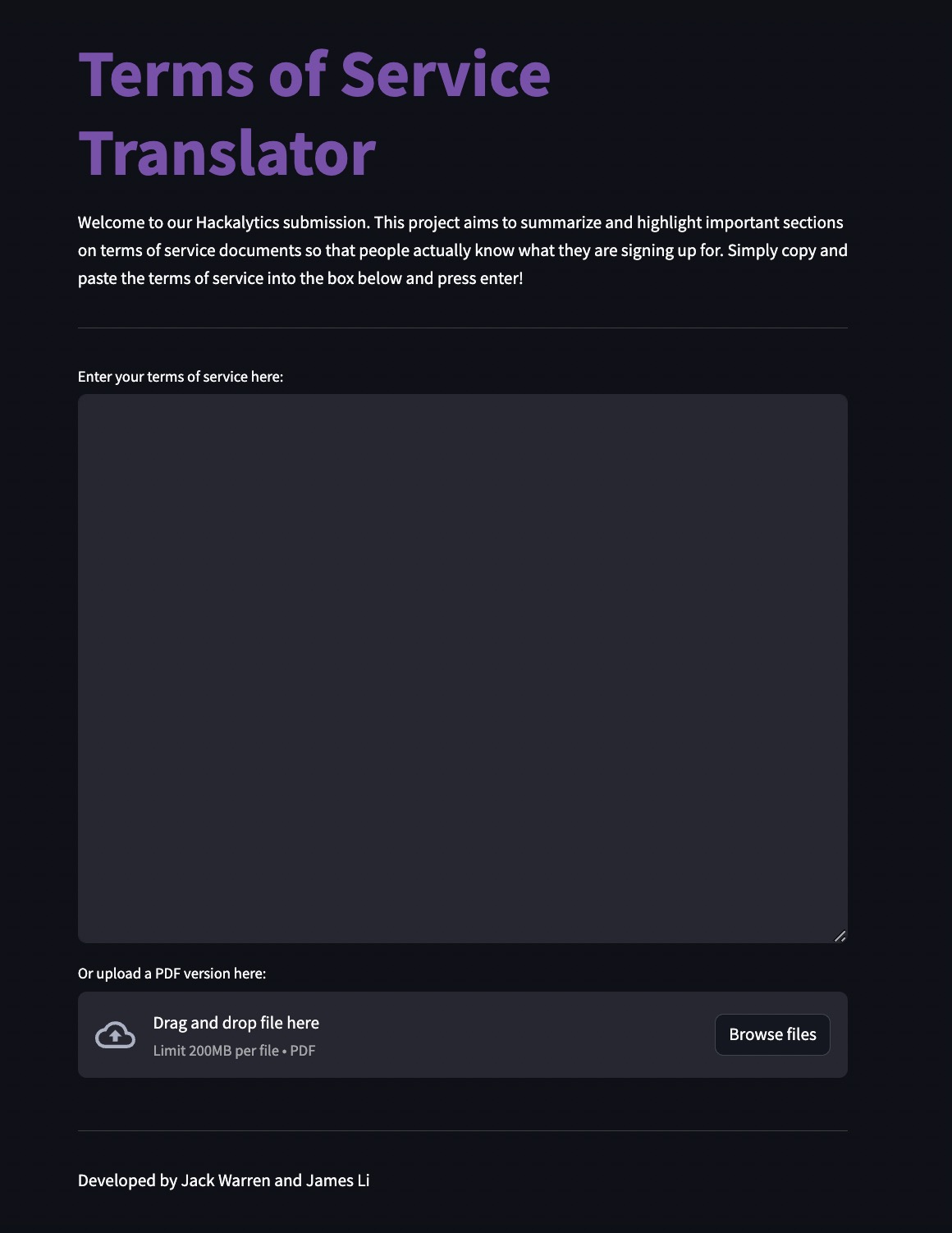 Contract Summarizer screenshot