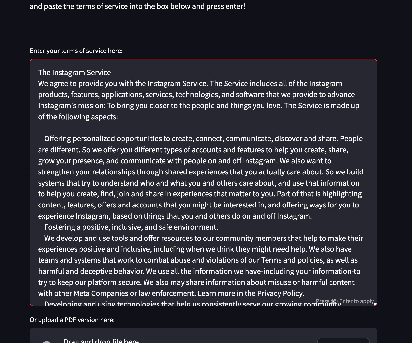 Contract Summarizer screenshot