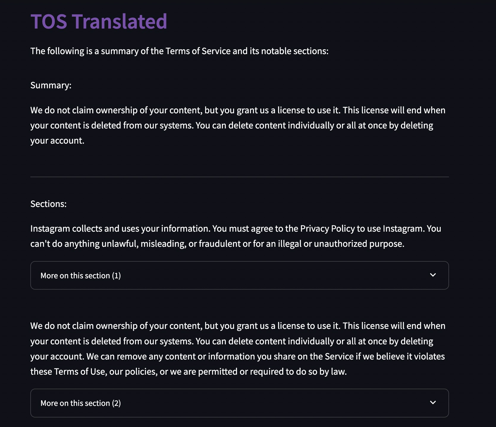 Contract Summarizer screenshot