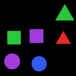 Schematic of the requested six-object scene